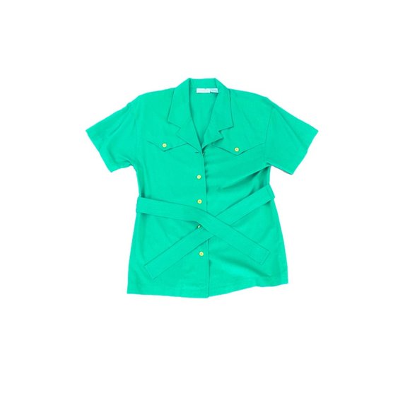 90s Green Liz Claiborne Sport Button Up Belted Top | Size 10 - Picture 5 of 7